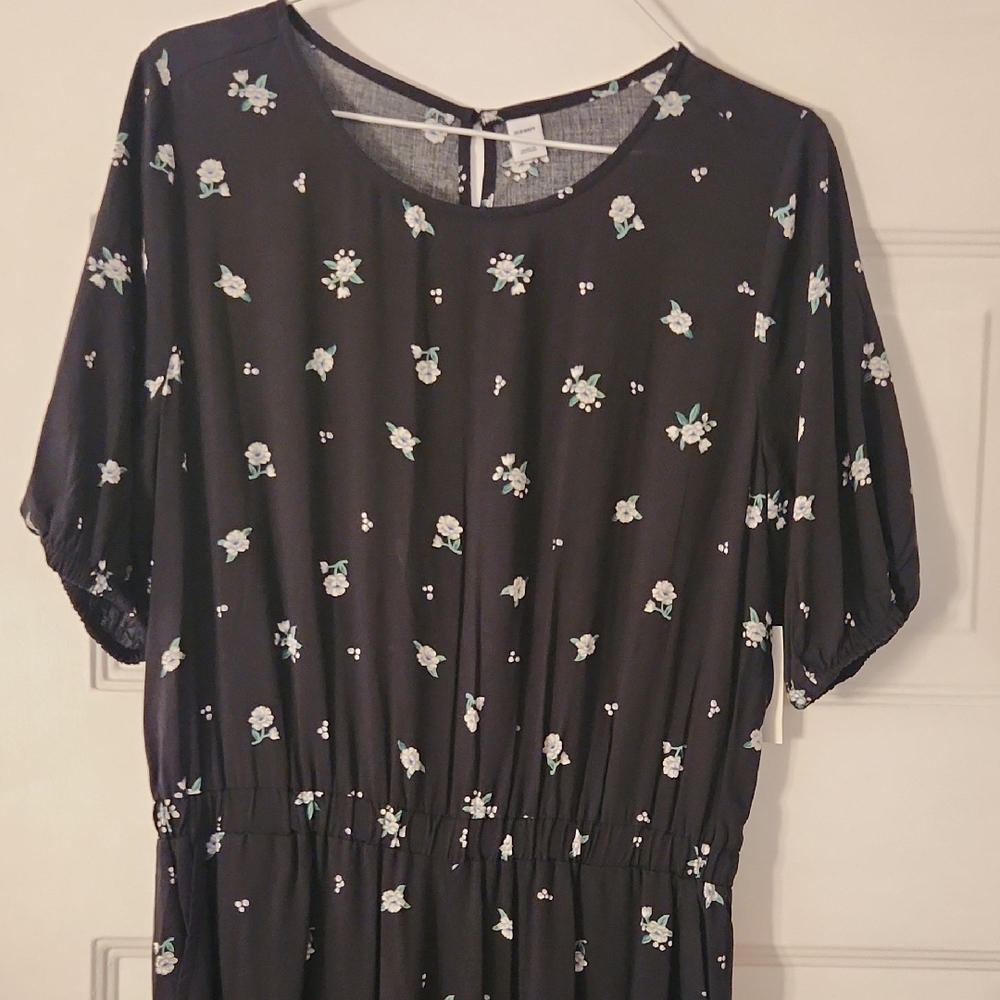Old Navy Black Floral Jumpsuit